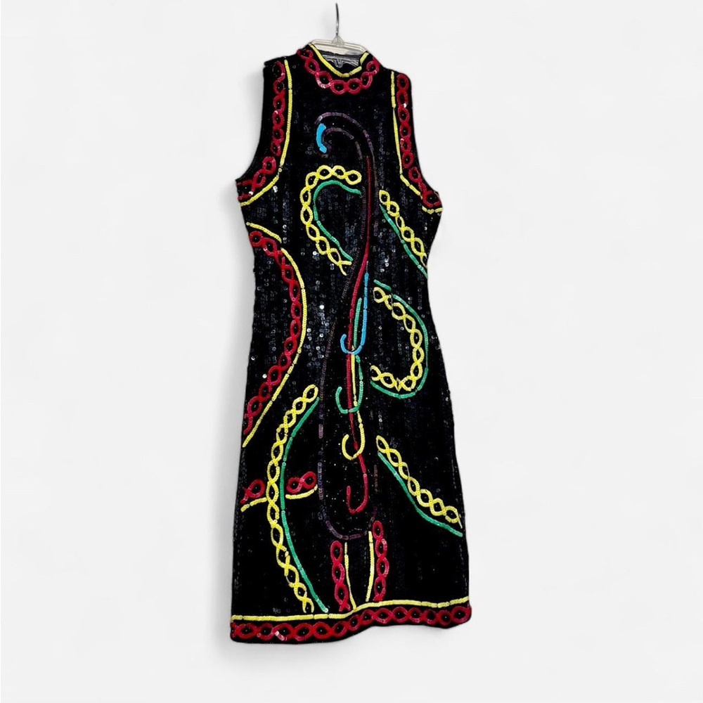 Vintage Sequin Beaded Dress – 100% Pure Silk — Handcrafted in India — Size 8/10